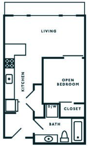 Open 1 Bedroom with Chef Kitchen
